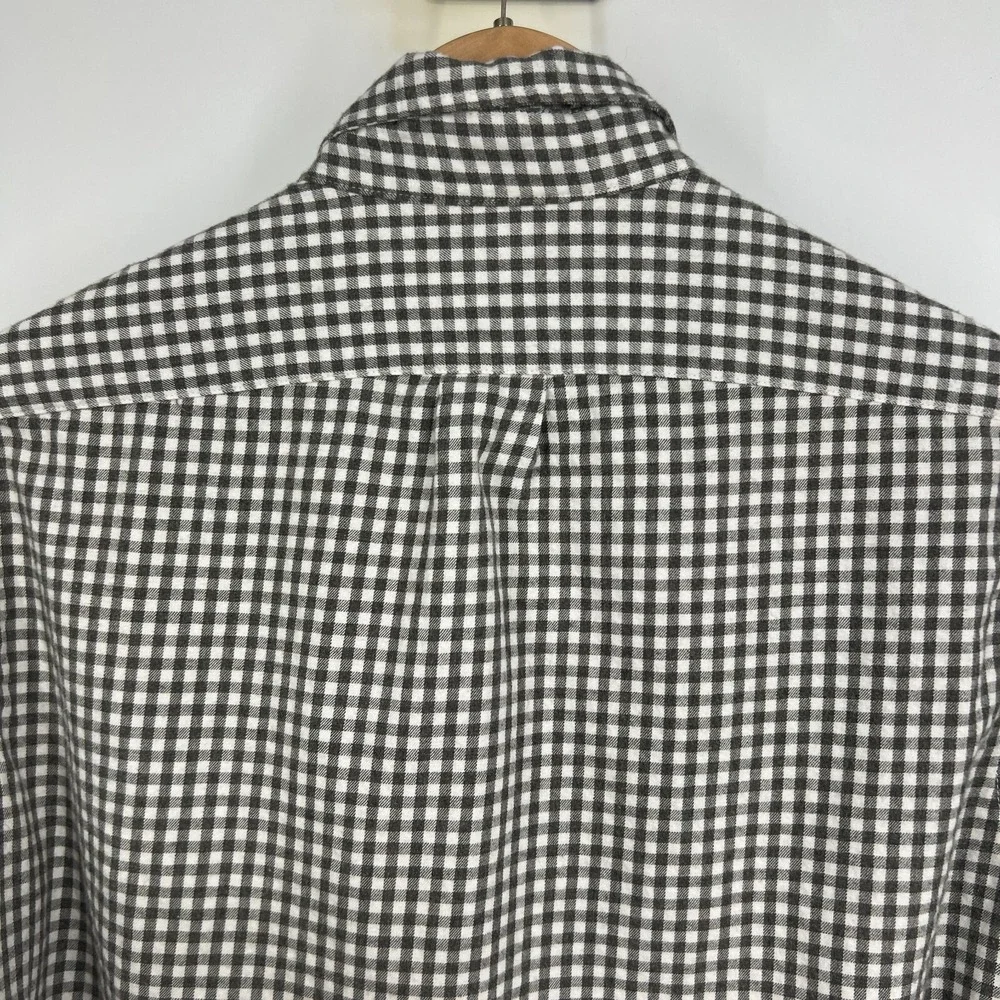 J.Crew Brushed‎ Twill Slim Fit Button Down LS Shirt Mens Size M Gray White Check
